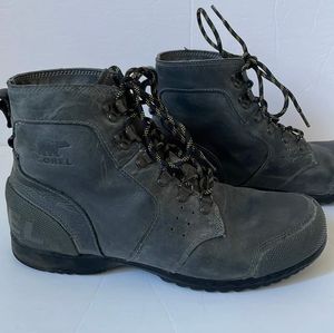 Sorel Men’s grey leather ankle boots, size US 10.5